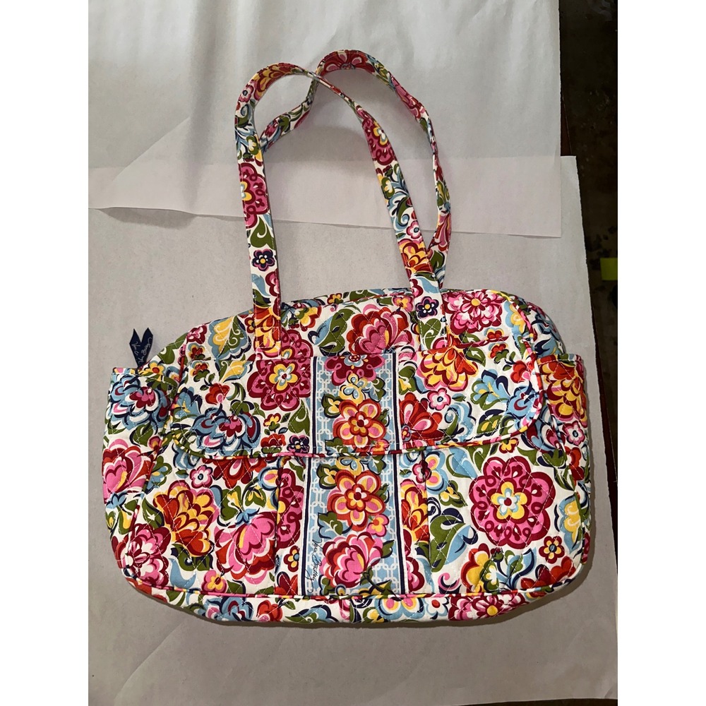 Vera Bradley Lilli Bell Quilted Cotton Tote Floral Shoulder Bag Multi Color